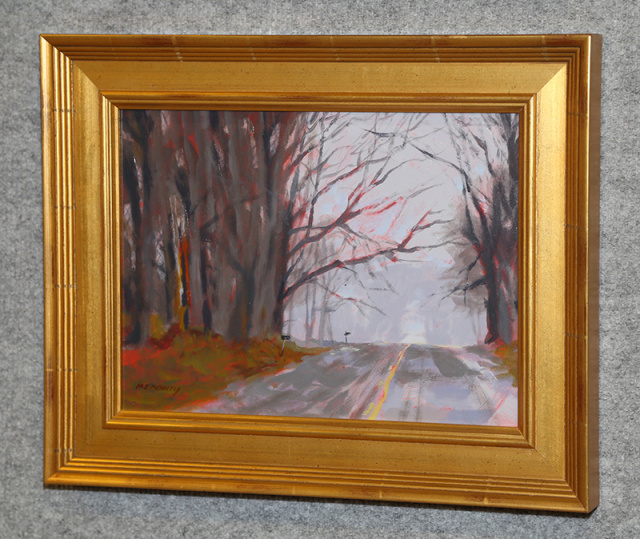 Foggy Day, Country Road - Framed Acrylic Original - 15.75" x 12.75" SOLD